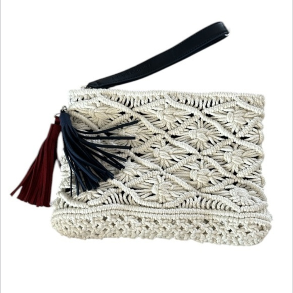 Armani Exchange macrame wristlet pouch